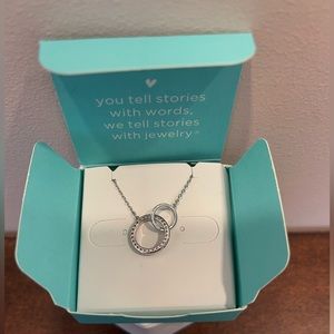 Origami Owl Silver “Unconditional Love” Double Circles Necklace, CZ.